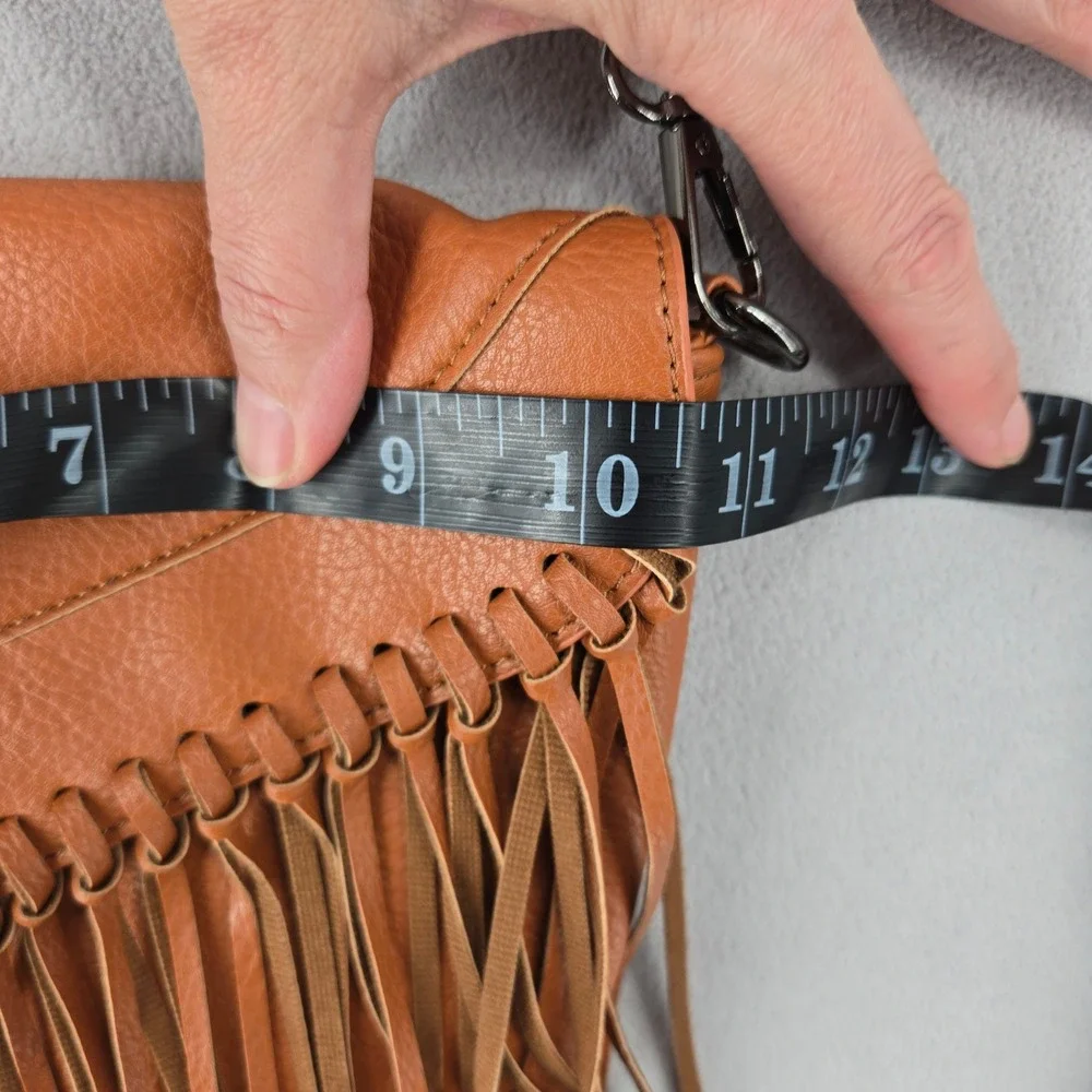 Faux Leather Fringe Crossbody Bag Western Boho Purse Like New Condition